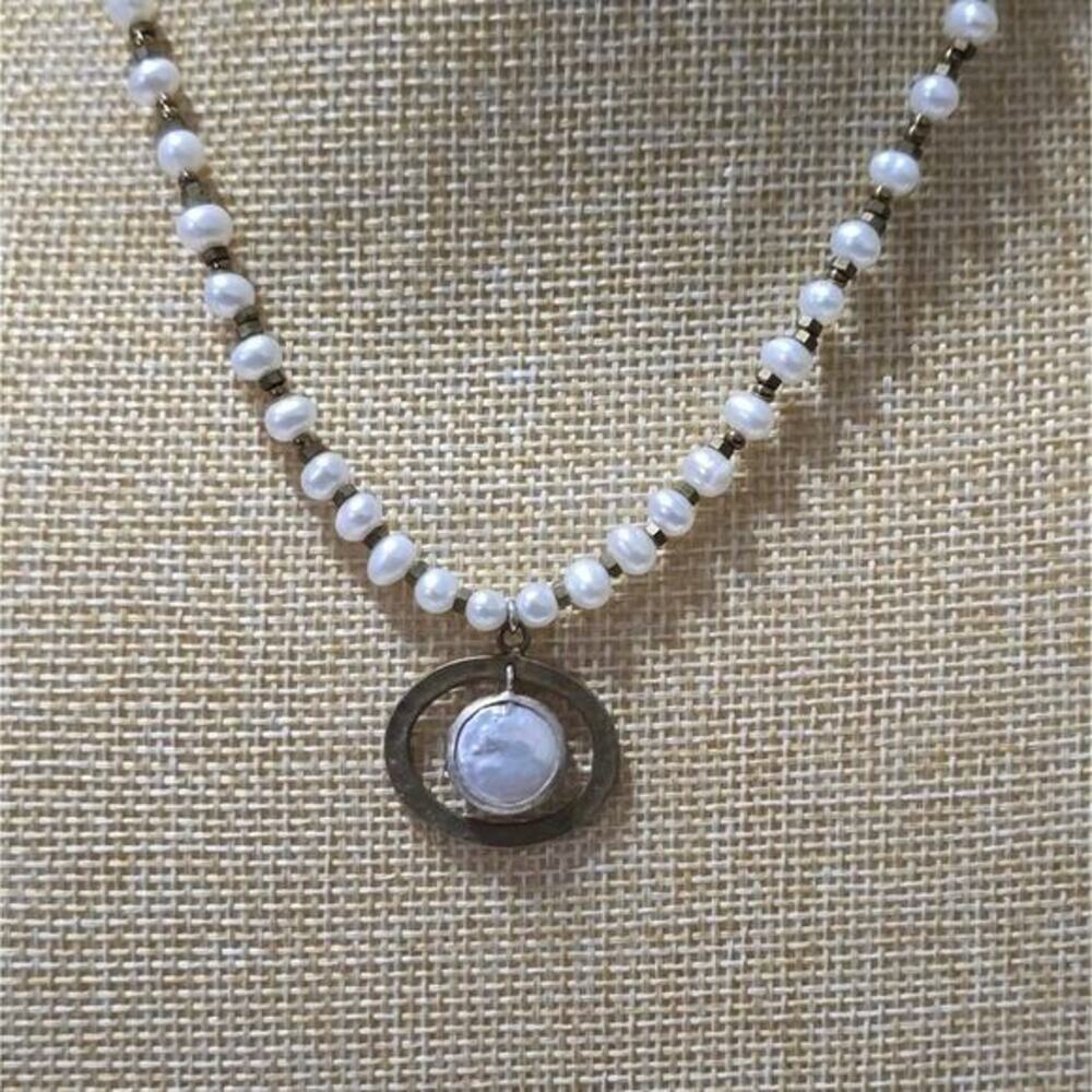SILPADA N1894 Pearl Brass Sterling Silver Go Coastal Necklace 925 - Picture 3 of 10